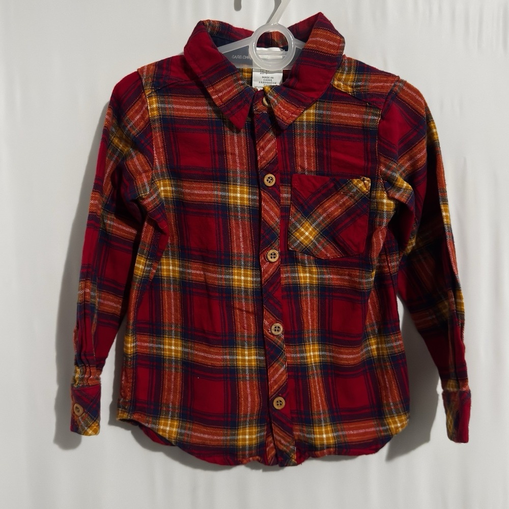 Size 2T - Tahari Red Yellow Tartan Plaid Shirt